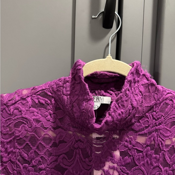 NWT AFRM Vibrant Purple Lace dress with slip - Picture 5 of 8